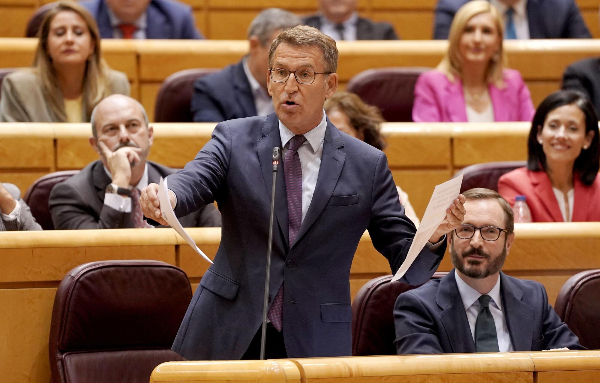 El cara a cara entre Sánchez y Feijóo en el Senado, en imágenes