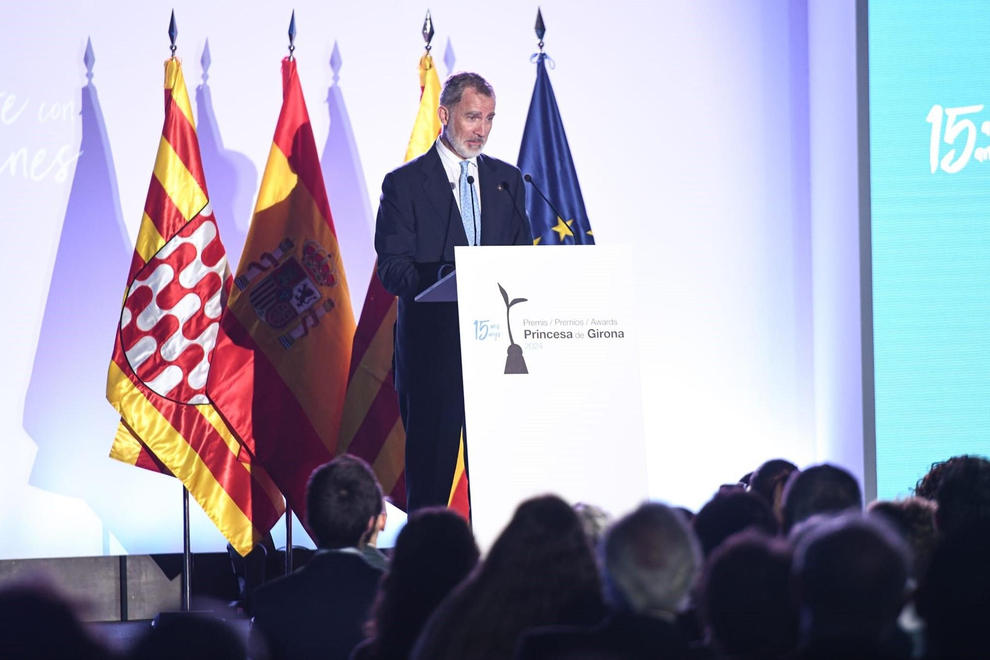 El rei Felip VI intervé en la cerimònia de 15 anys de la Fundació Princesa de Girona (FPdGi).