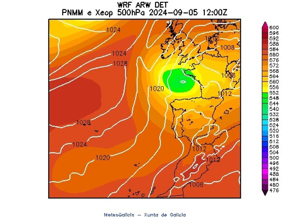 La zona de aire frío representada en verde aportará mucha inestabilidad