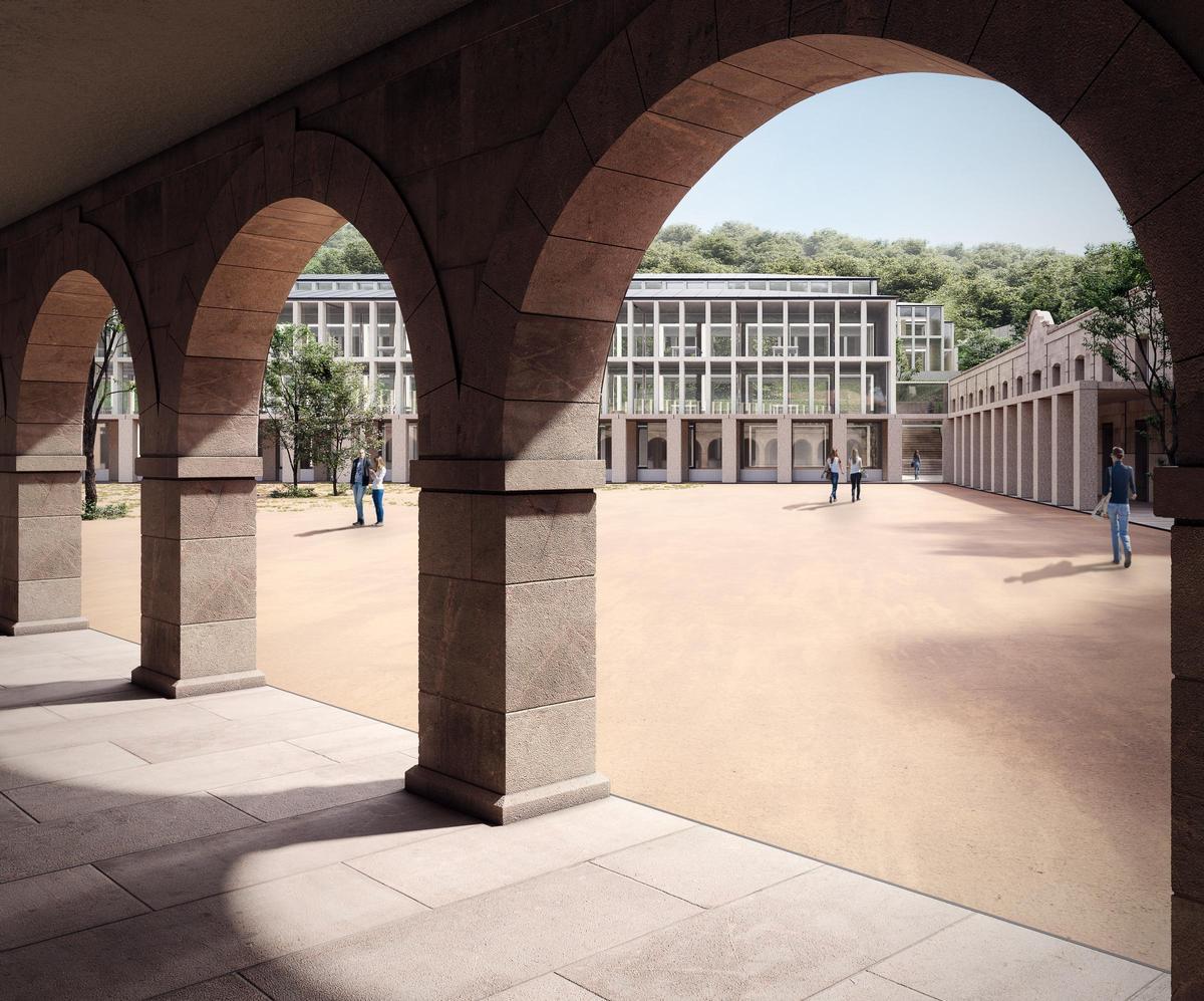 La plaza interior contemplada en el proyecto.