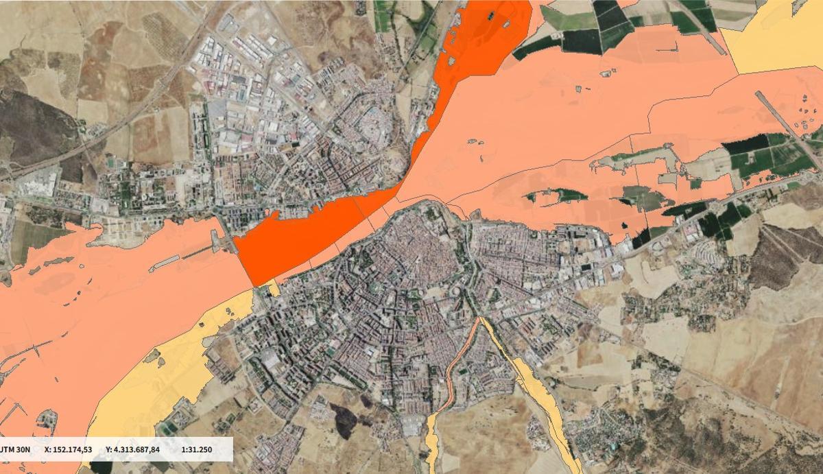 Badajoz, atravesado por una zona inundable