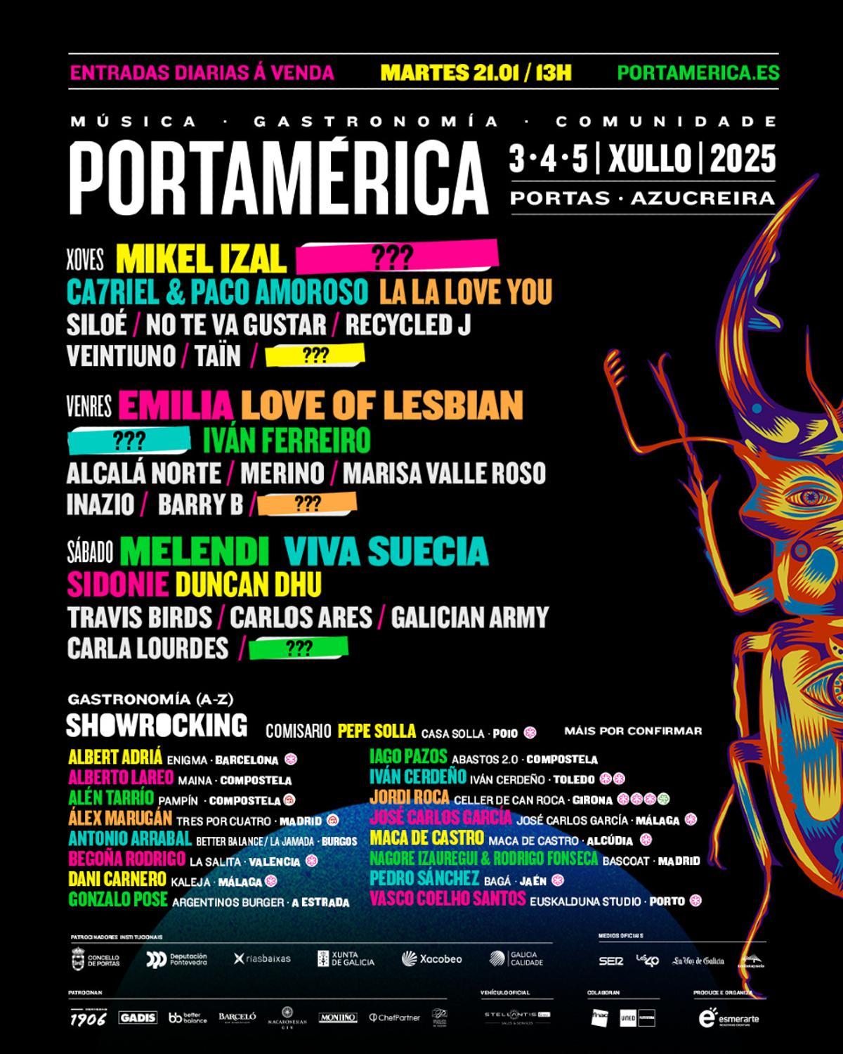 El cartel del festival PortAmérica 2025.